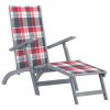 Patio Deck Chair with Footrest and Cushion Solid Wood Acacia