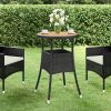 Patio Table √ò23.6"x29.5" Acacia Wood and Poly Rattan Black