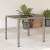Patio Table with Glass Top Gray 35.4"x35.4"x29.5" Poly Rattan