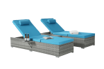 OUTDOOR SOFA PE RATTAN FURNITURE DECK CHAIR GRAY RATTAN