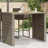 Patio Bar Table with Acacia Wood Top Gray 57.1"x31.5"x43.3" Poly Rattan