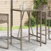 Patio Bar Table Gray 27.6"x27.6"x43.3" Poly Rattan