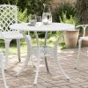 Patio Table White √ò35.4"x29.5" Cast Aluminum