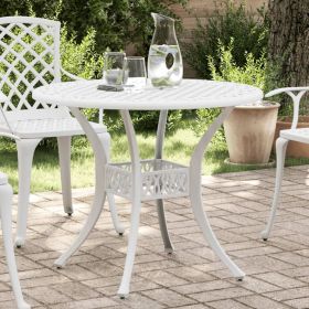Patio Table White √ò35.4"x29.5" Cast Aluminum