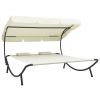 Patio Lounge Bed with Canopy and Pillows Cream White