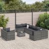 10 Piece Patio Sofa Set with Cushions Gray Poly Rattan