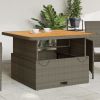 Patio Table Gray 43.3"x43.3"x28" Poly Rattan and Acacia Wood