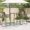 Patio Bar Table Gray 27.6"x27.6"x43.3" Poly Rattan