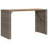 Patio Bar Table with Acacia Wood Top Gray 72.8"x31.5"x43.3" Poly Rattan