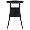 Patio Table √ò23.6"x29.5" Tempered Glass and Poly Rattan Black
