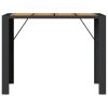 Patio Bar Table with Acacia Wood Top Black 57.1"x31.5"x43.3" Poly Rattan