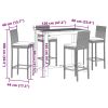 5 Piece Patio Bar Set Black Solid Wood Acacia and Poly Rattan