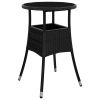 Patio Table √ò23.6"x29.5" Tempered Glass and Poly Rattan Black