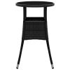 Patio Table √ò23.6"x29.5" Tempered Glass and Poly Rattan Black