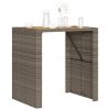 Patio Bar Table with Acacia Wood Top Gray 41.3"x31.5"x43.3" Poly Rattan