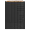 Patio Bar Table with Acacia Wood Top Black 41.3"x31.5"x43.3" Poly Rattan