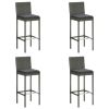 5 Piece Patio Bar Set with Cushions Gray