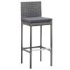 5 Piece Patio Bar Set Poly Rattan and Acacia Wood Gray