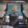 K&K 5 Pieces Patio Furniture Chair Sets, Patio Conversation Set With Wicker Cool Bar Table, Ottomans,Outdoor Furniture Bistro Sets for Porch,Backyard