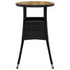 Patio Table √ò23.6"x29.5" Acacia Wood and Poly Rattan Black
