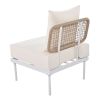 TREXM 8-Piece Patio Sectional Sofa Set with Tempered Glass Coffee Table and Wooden Coffee Table for Outdoor Oasis, Garden