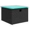 5 Piece Patio Sofa Set with Cushions Black Poly Rattan