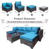 7 Pieces Outdoor Patio Sectional Sofa Couch, Silver Gray PE Wicker Furniture Conversation Sets with Washable Cushions & Glass Coffee Table for Garden