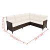 4 Piece Patio Lounge Set with Cushions Poly Rattan Brown