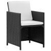 11 Piece Patio Dining Set with Cushions Poly Rattan Black