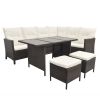 4 Piece Patio Lounge Set with Cushions Poly Rattan Brown