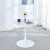31.5"White Tulip Table Mid-century Dining Table for 2-4 people With Round Mdf Table Top, Pedestal Dining Table, End Table Leisure Coffee Table