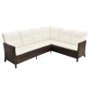 4 Piece Patio Lounge Set with Cushions Poly Rattan Brown