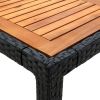 7 Piece Patio Dining Set with Cushions Poly Rattan Black