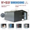 Backyard Storage Shed 11' x 12.5' with Galvanized Steel Frame & Windows