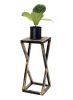 19.5" Grey Stone Slab Black / Gold Plant Stand