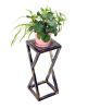 19.5" Grey Stone Slab Black / Gold Plant Stand