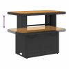 Patio Table Black 35.4"x21.7"x28" Poly Rattan and Acacia Wood