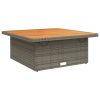 Patio Table Gray 43.3"x43.3"x28" Poly Rattan and Acacia Wood