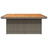 Patio Table Gray 43.3"x43.3"x28" Poly Rattan and Acacia Wood