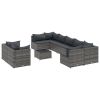 10 Piece Patio Sofa Set with Cushions Gray Poly Rattan