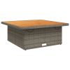 Patio Table Gray 43.3"x43.3"x28" Poly Rattan and Acacia Wood