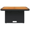 Patio Table Black 31.5"x31.5"x28" Poly Rattan and Acacia Wood