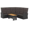 2 Piece Patio Lounge Set with Cushions Black Poly Rattan