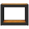 Patio Side Table with Wooden Top Black 39.4"x15.7"x29.5" Poly Rattan