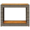 Patio Side Table with Wooden Top Gray 39.4"x15.7"x29.5" Poly Rattan