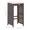 7 Piece Patio Bar Set with Cushions Poly Rattan Brown