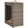 Patio Side Table with Wooden Top Gray 23.6"x15.7"x29.5" Poly Rattan