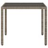 Patio Table with Glass Top Gray 35.4"x35.4"x29.5" Poly Rattan