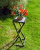 19.5" Grey Stone Slab Black / Gold Plant Stand