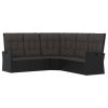 2 Piece Patio Lounge Set with Cushions Black Poly Rattan